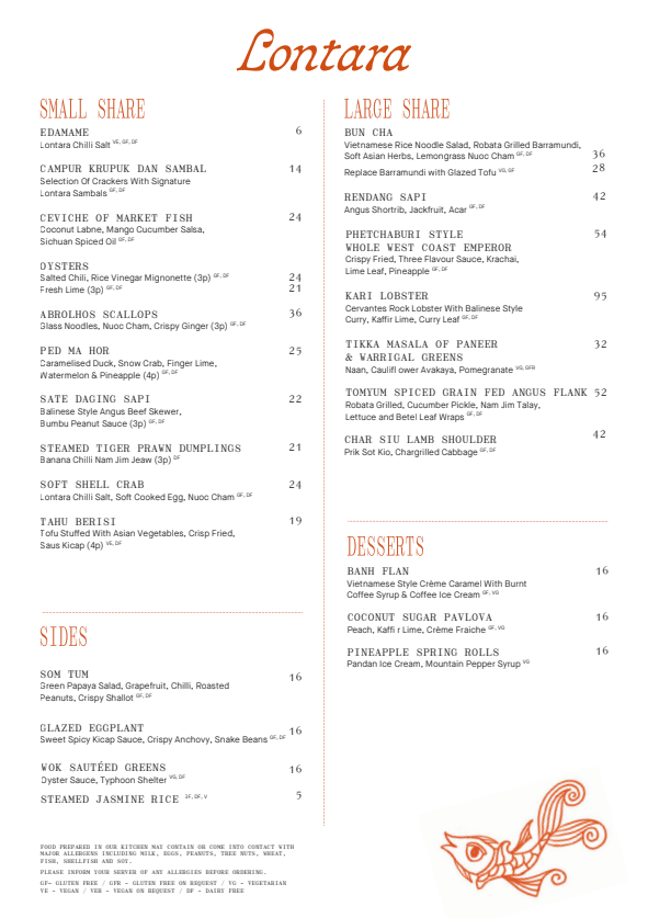 Menu, Lontara