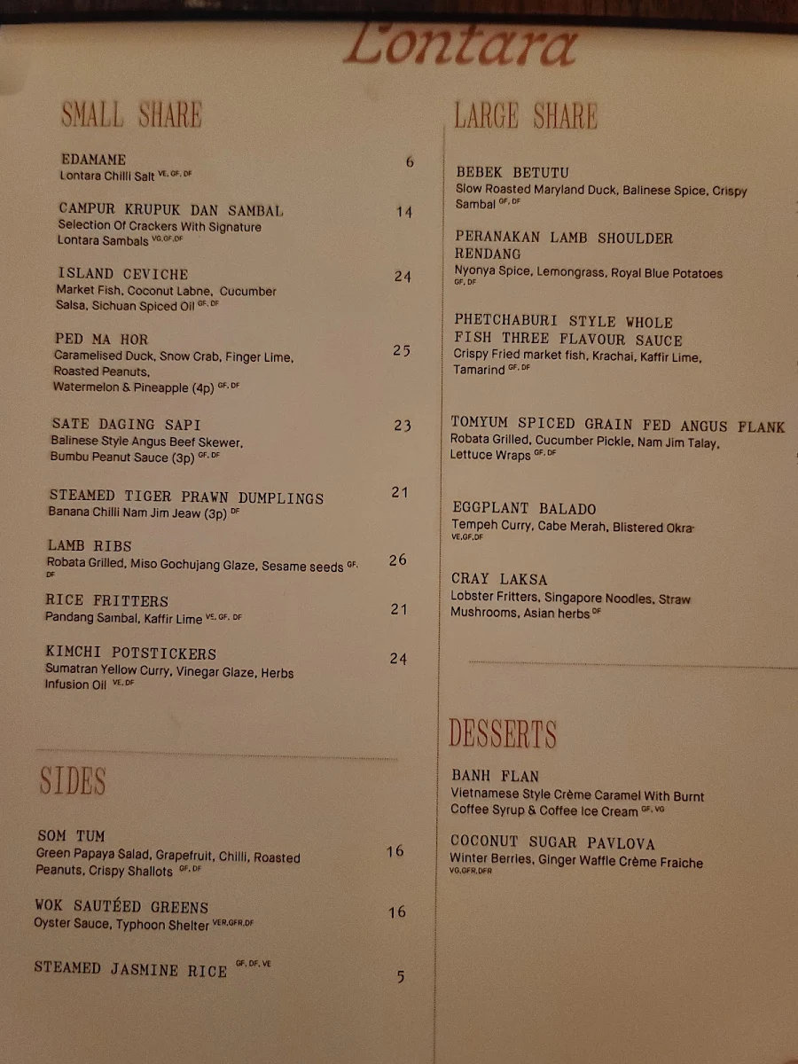 Menu, Lontara