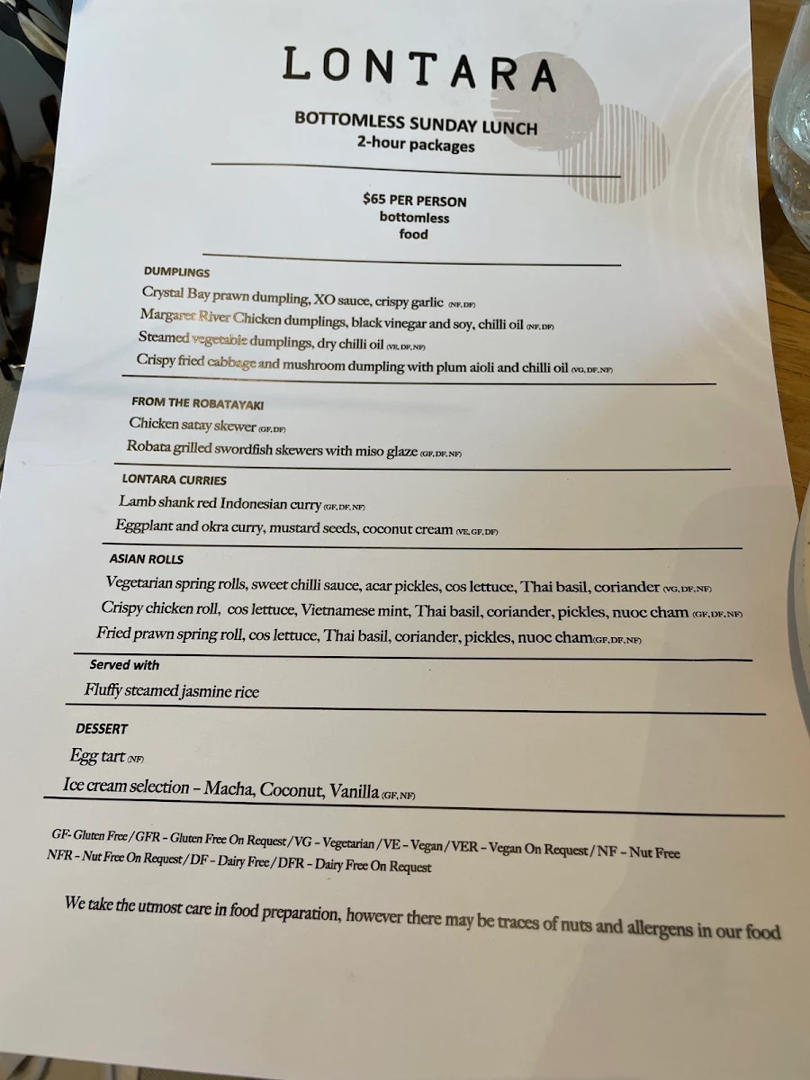 Menu, Lontara