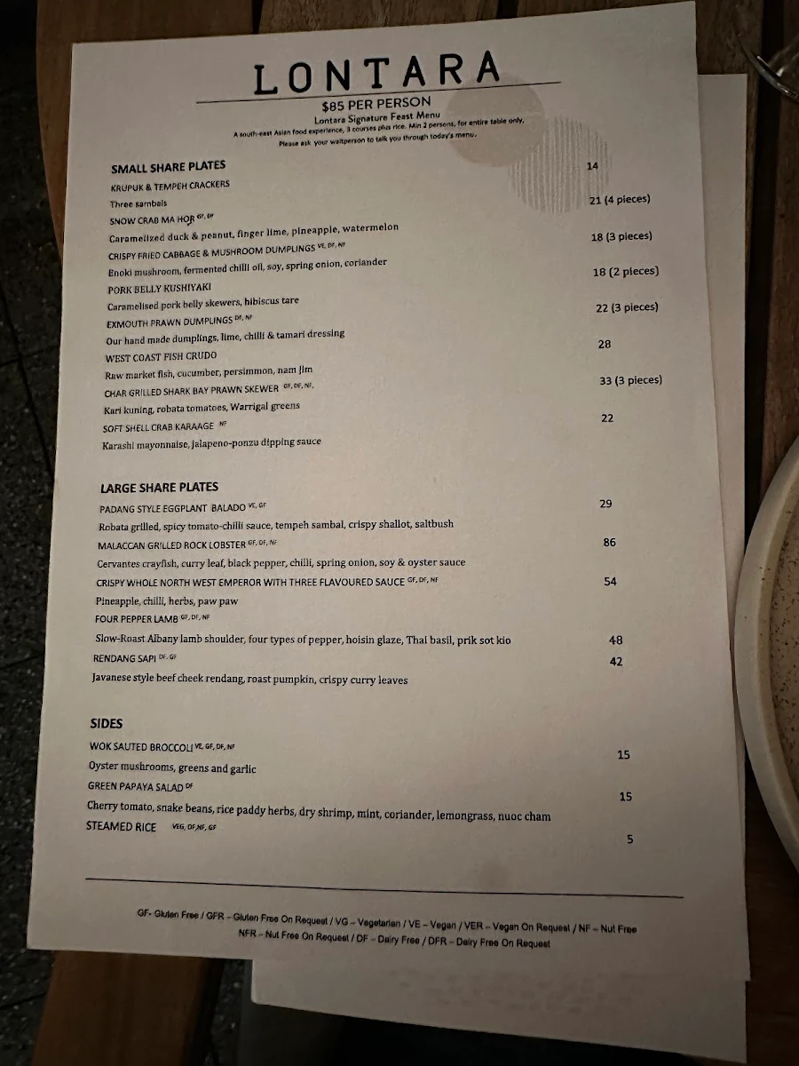 Menu, Lontara