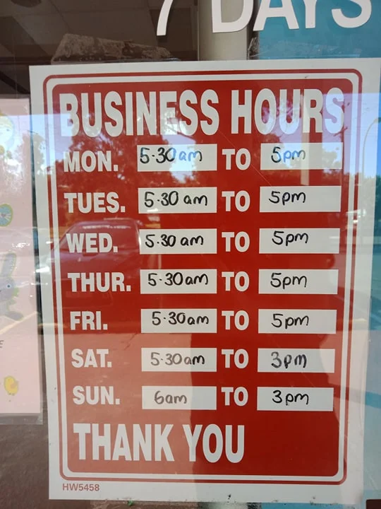 Menu, Bazza's Bakehouse