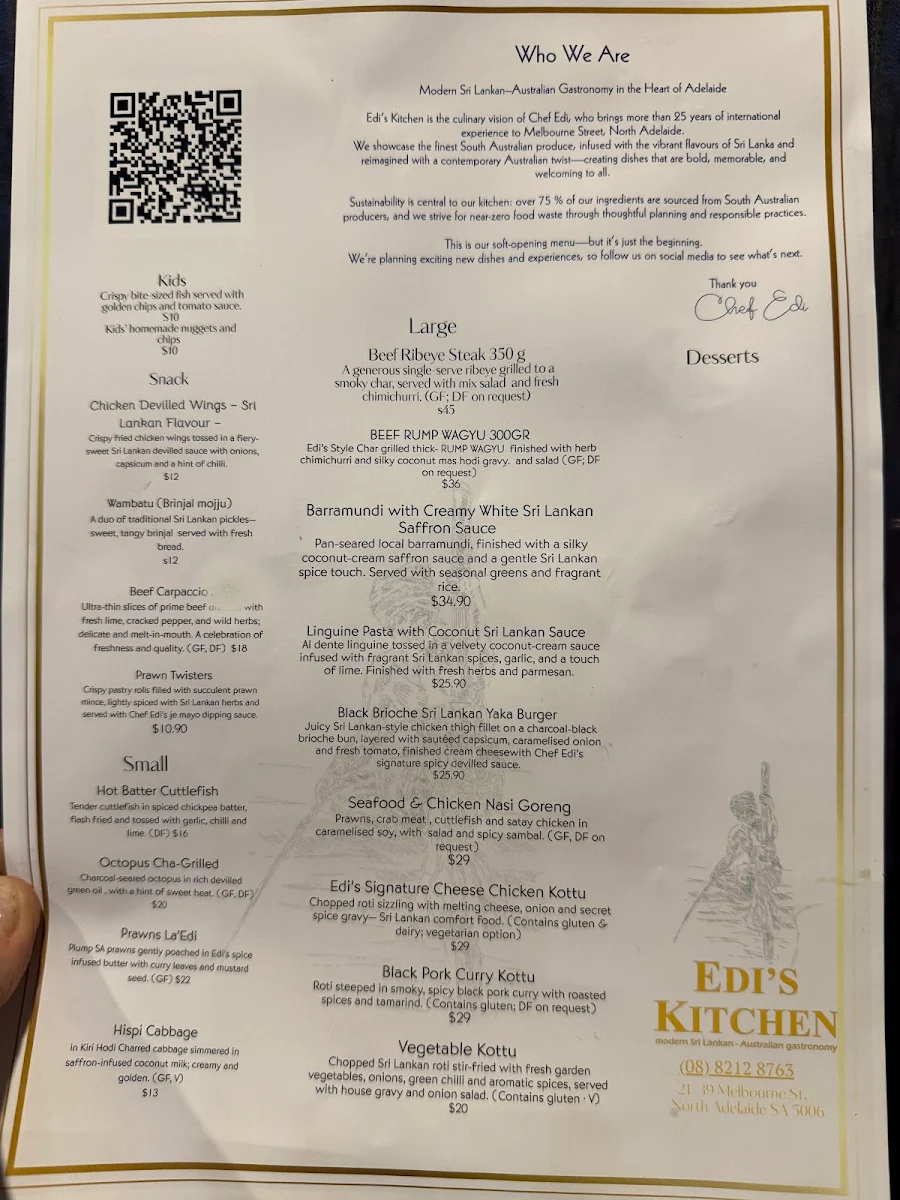 Menu, EDI'S KITCHEN