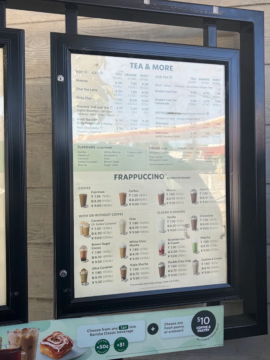 Menu, Starbucks Ashmore Drive Thru