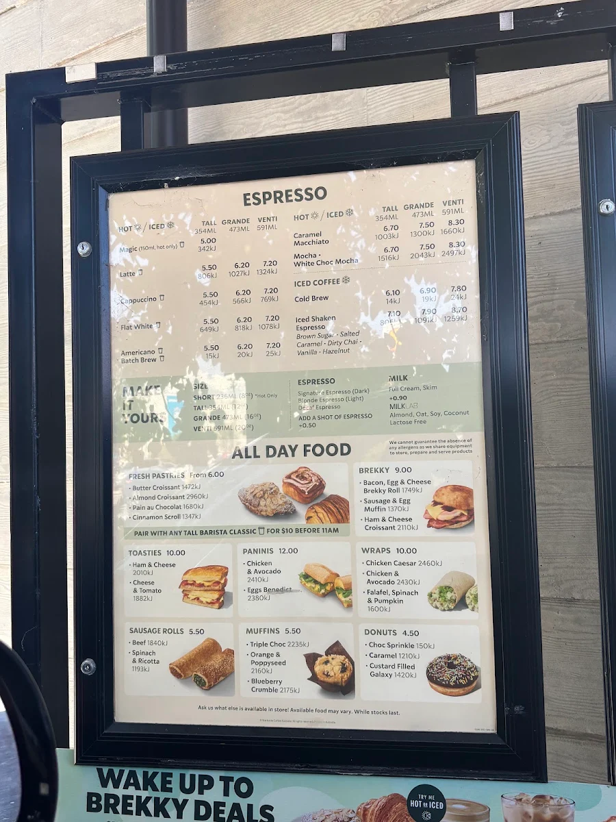 Menu, Starbucks Ashmore Drive Thru