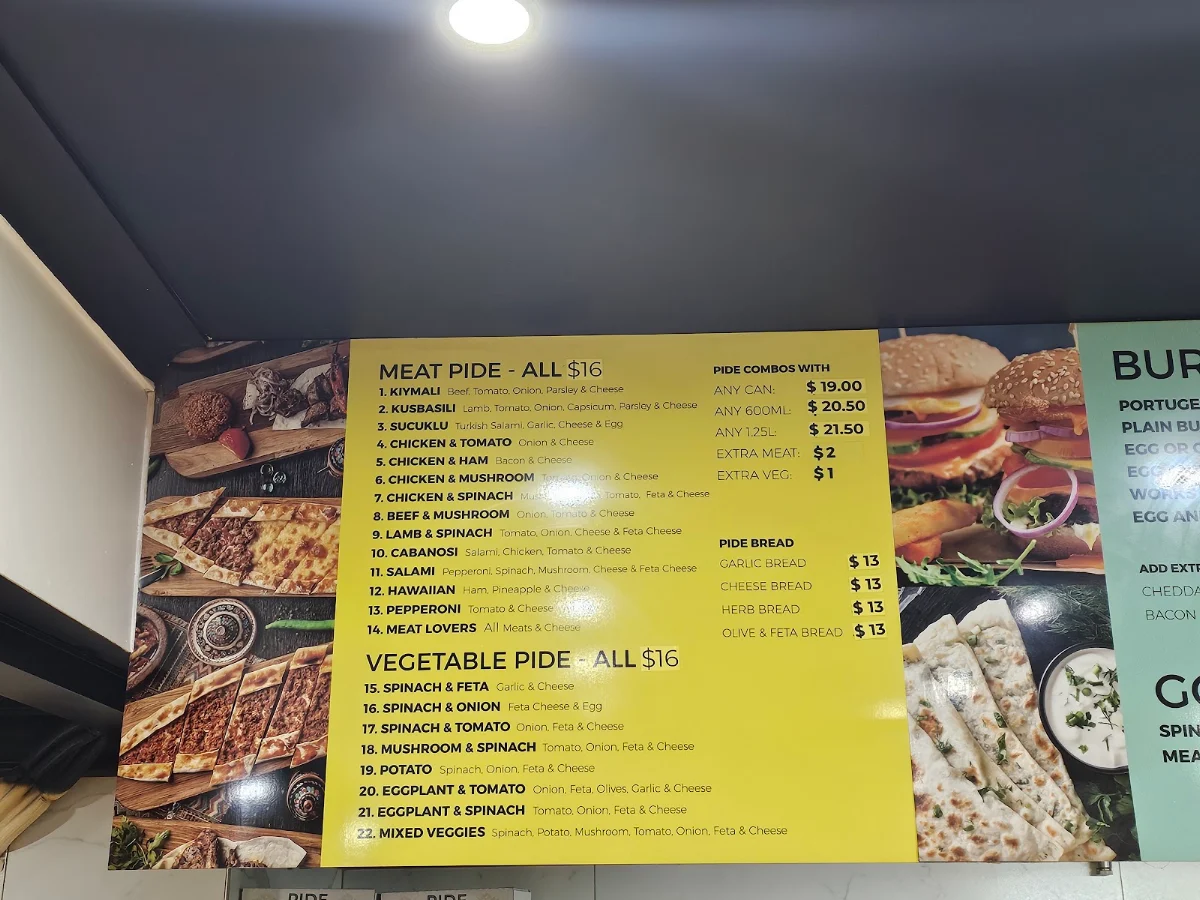 Menu, Darby St Kebabs and Pide