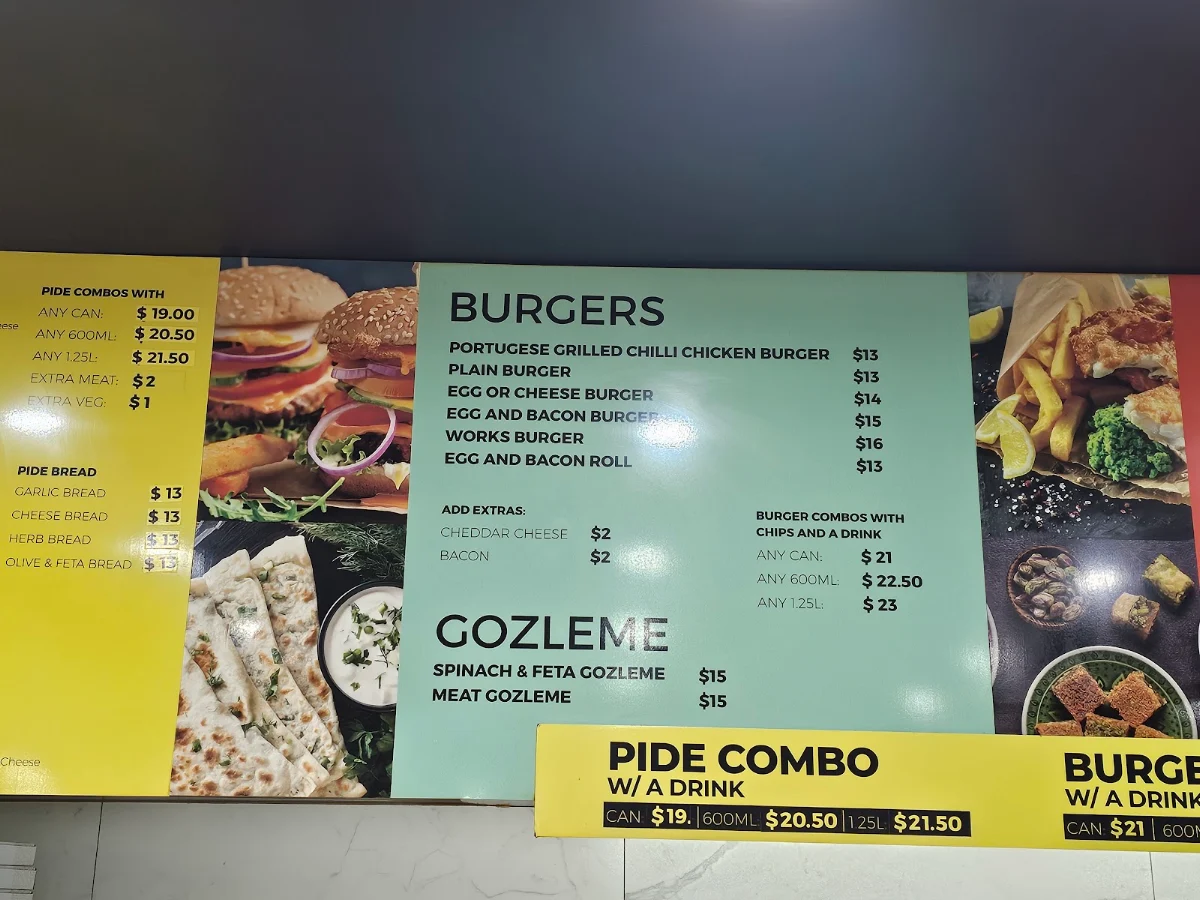 Menu, Darby St Kebabs and Pide