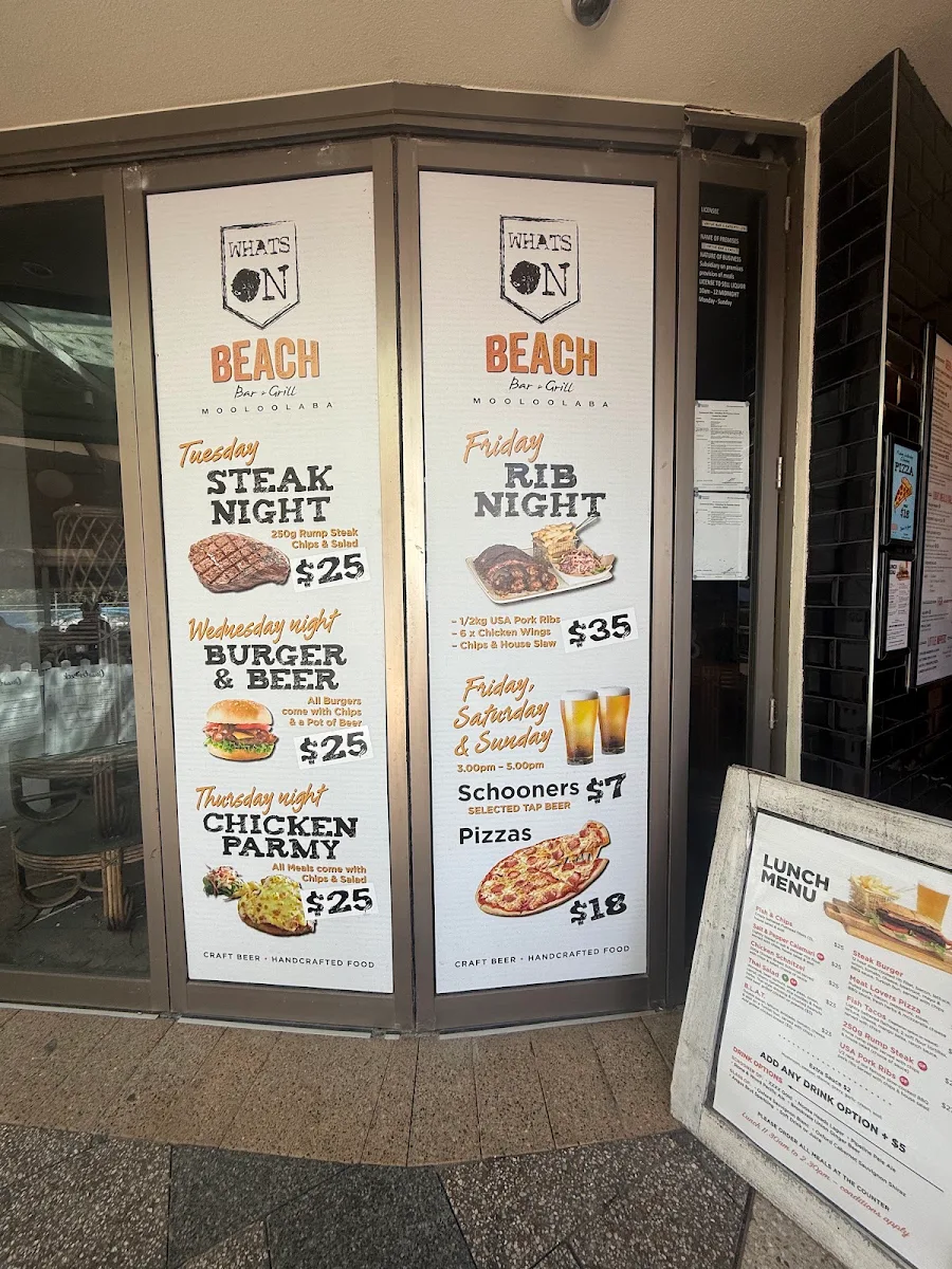 Menu, The Beach Bar & Grill