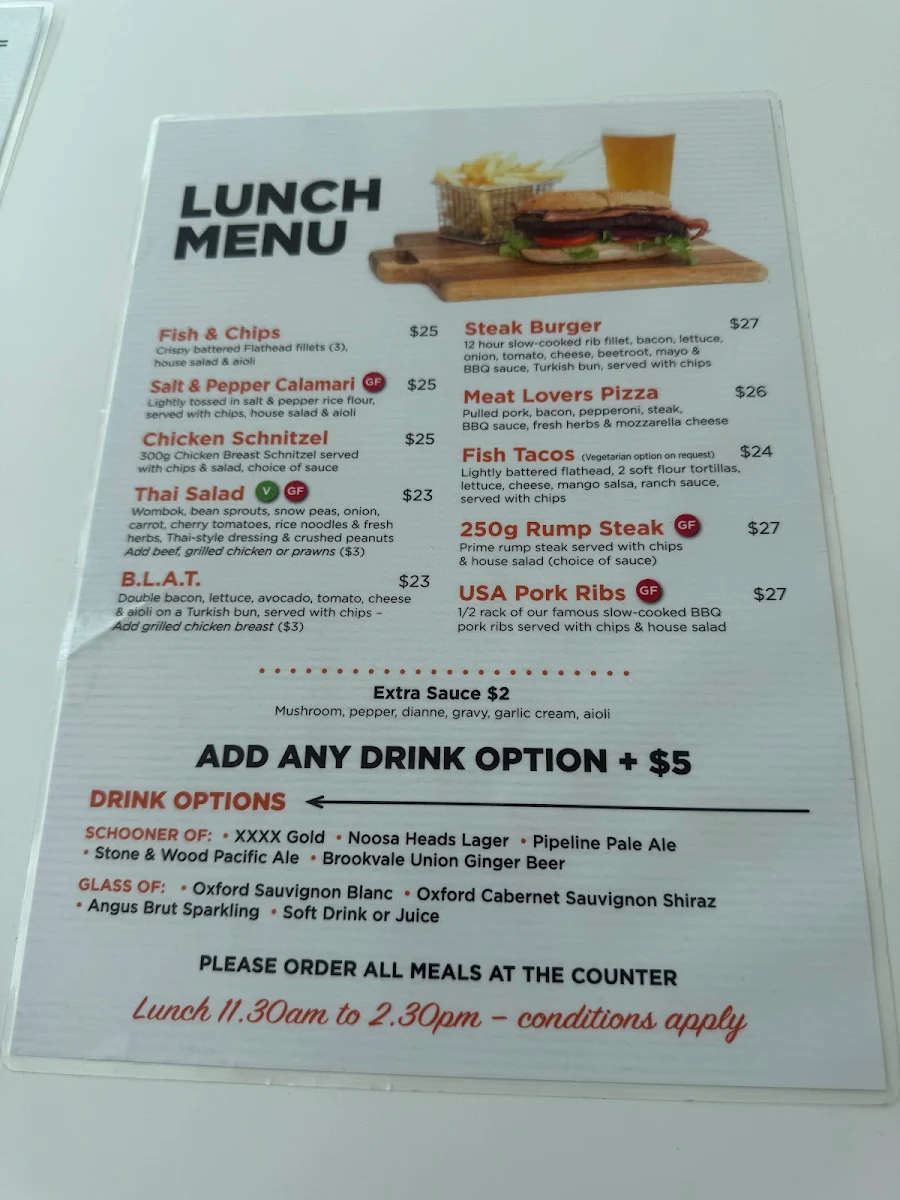 Menu, The Beach Bar & Grill