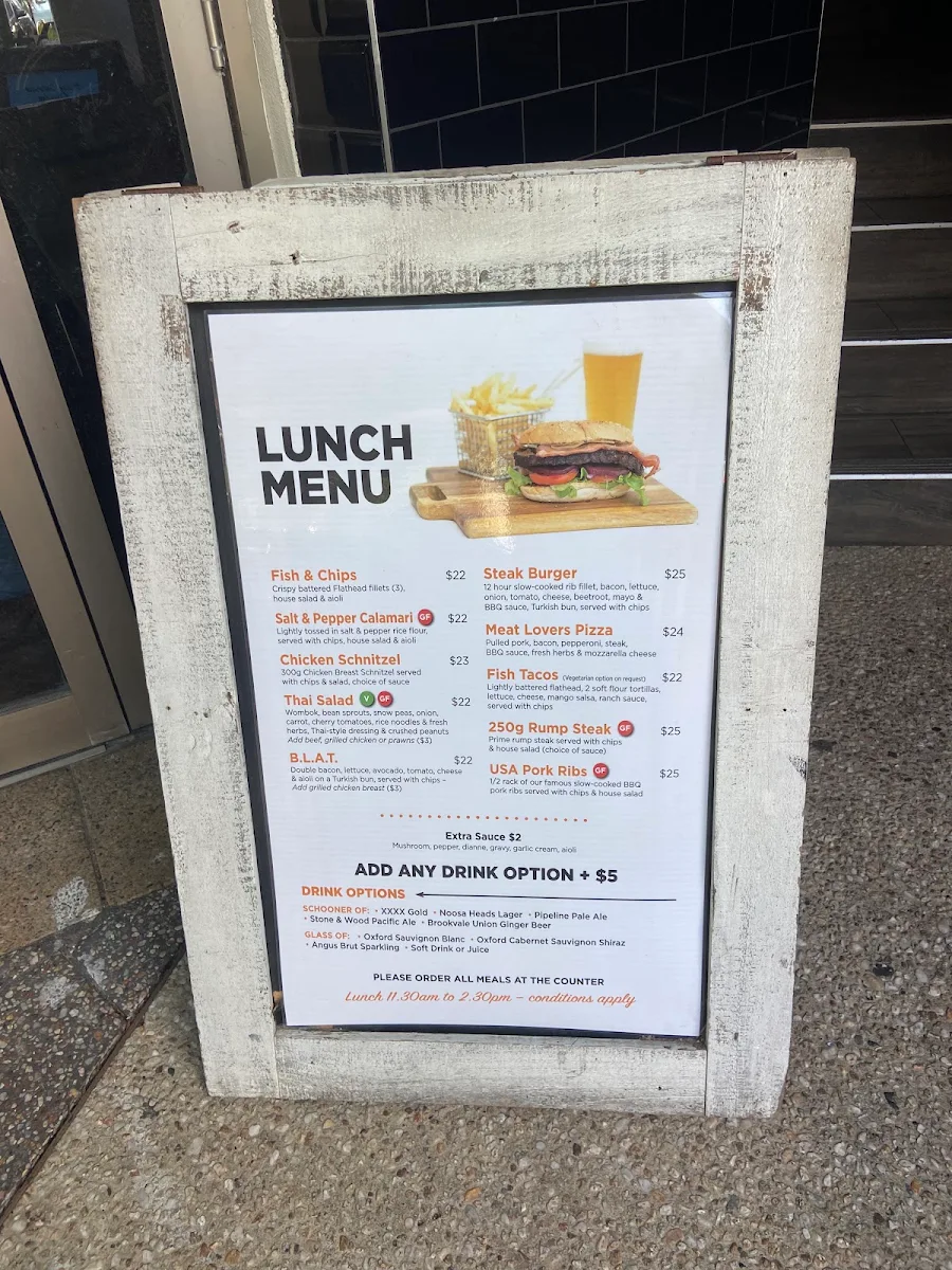 Menu, The Beach Bar & Grill