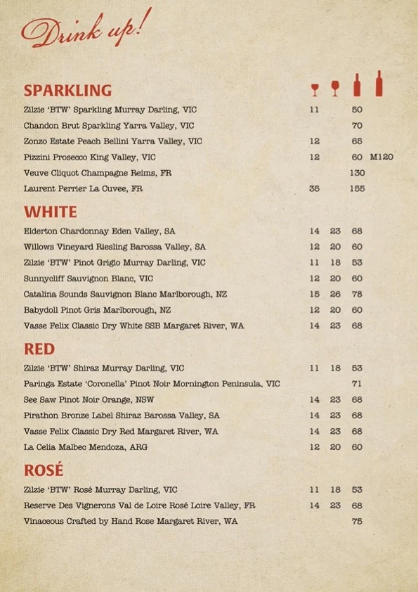 Menu, Rag & Famish Hotel