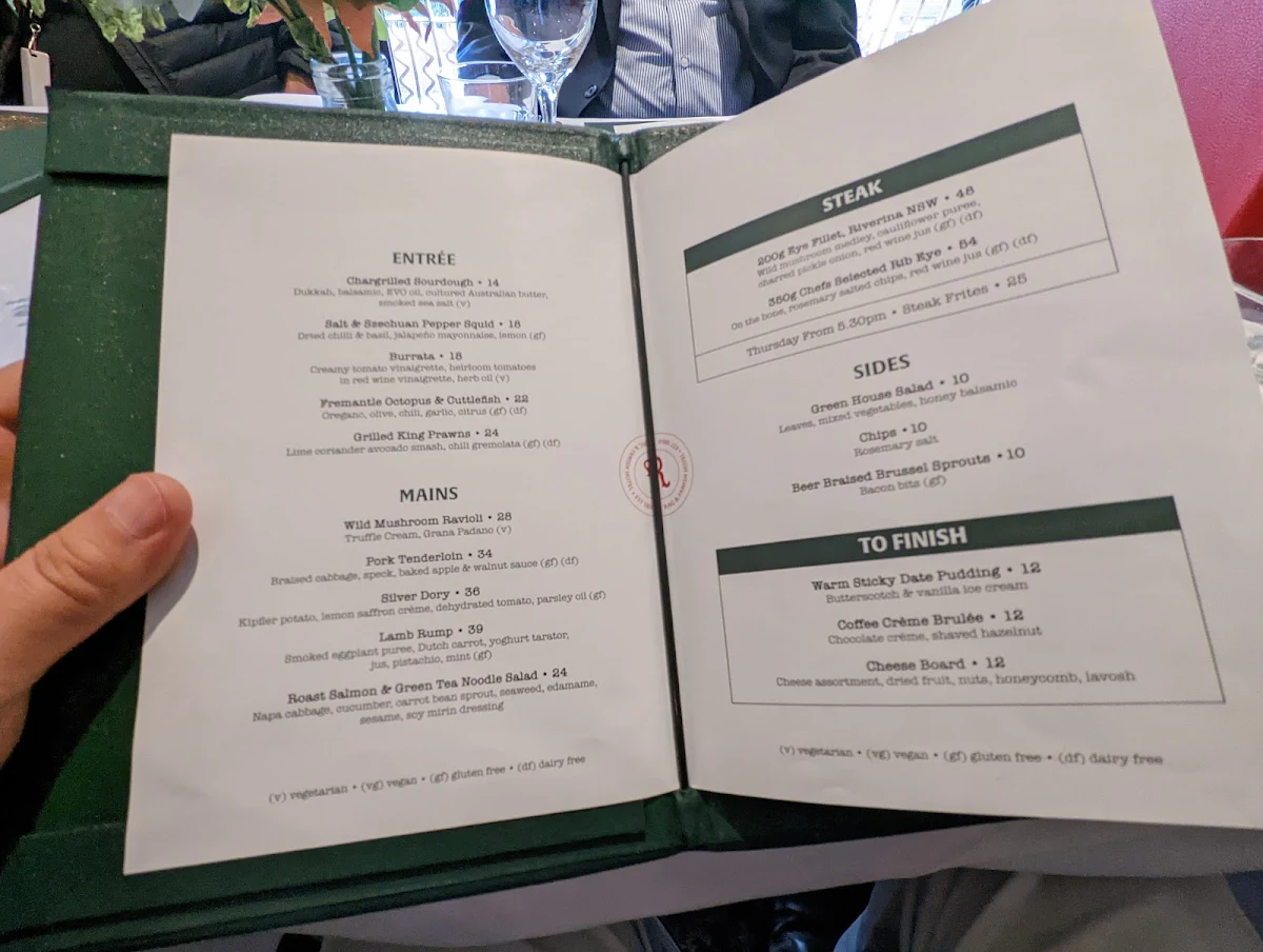 Menu, Rag & Famish Hotel