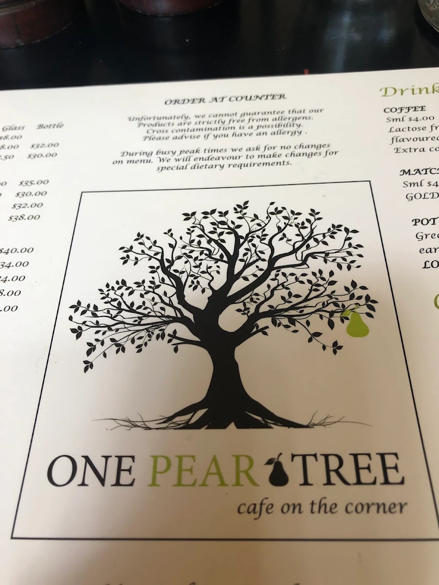 Menu, One Pear Tree