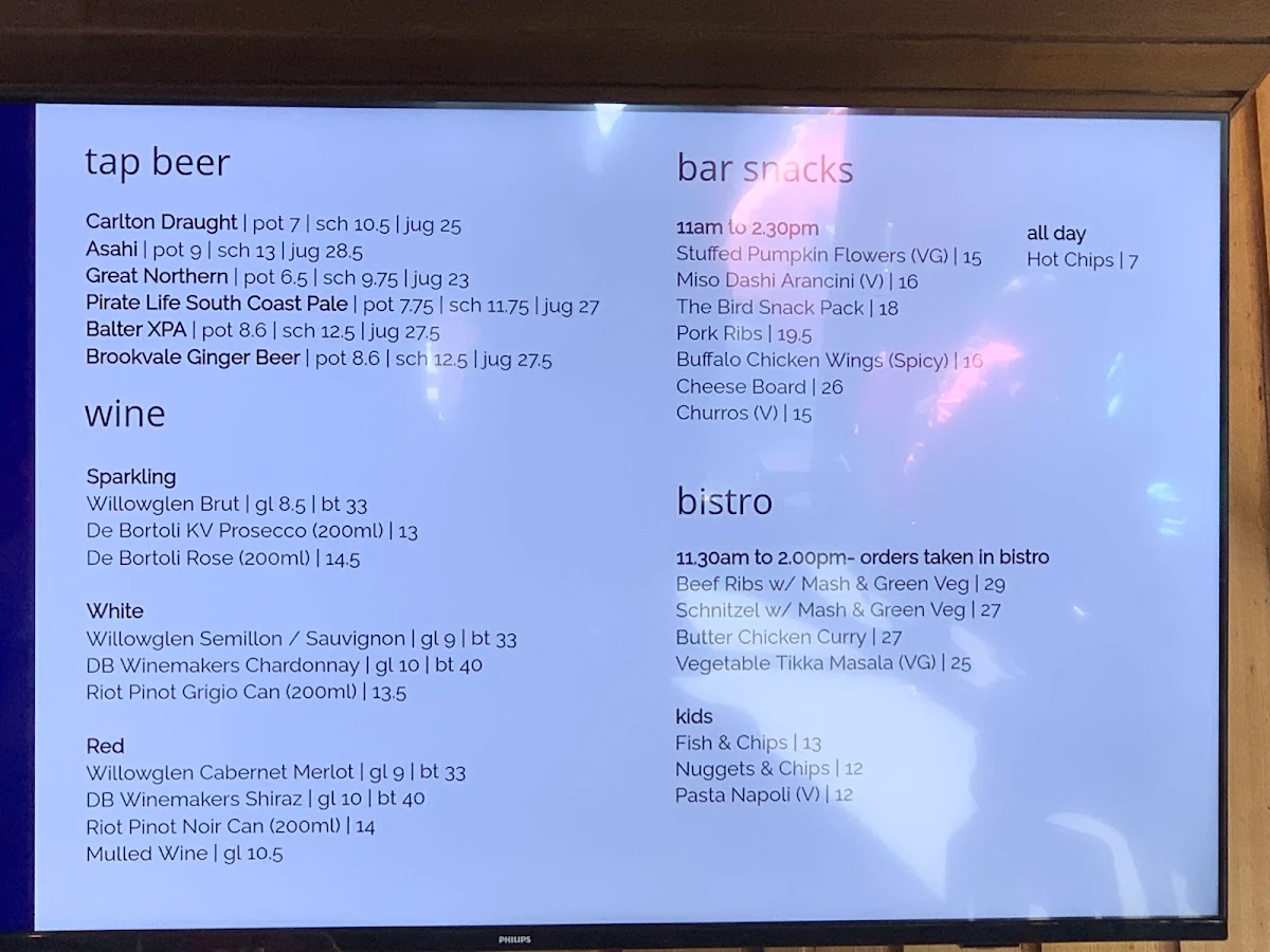 Menu, The Bird