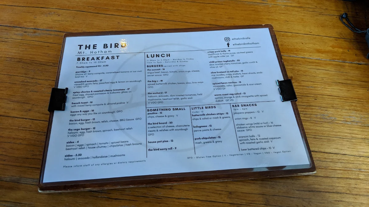 Menu, The Bird