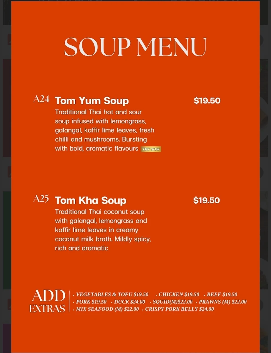 Menu, Beerwah Thai Restaurant