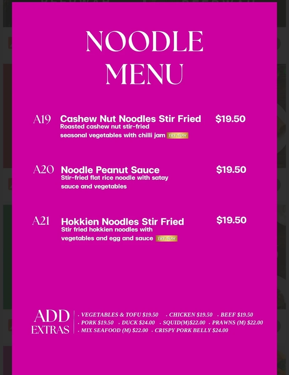 Menu, Beerwah Thai Restaurant