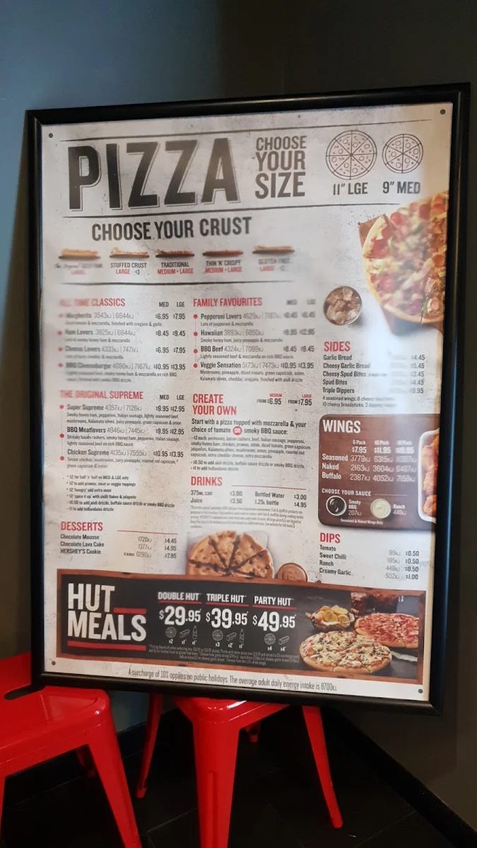Menu, Pizza Hut Warwick
