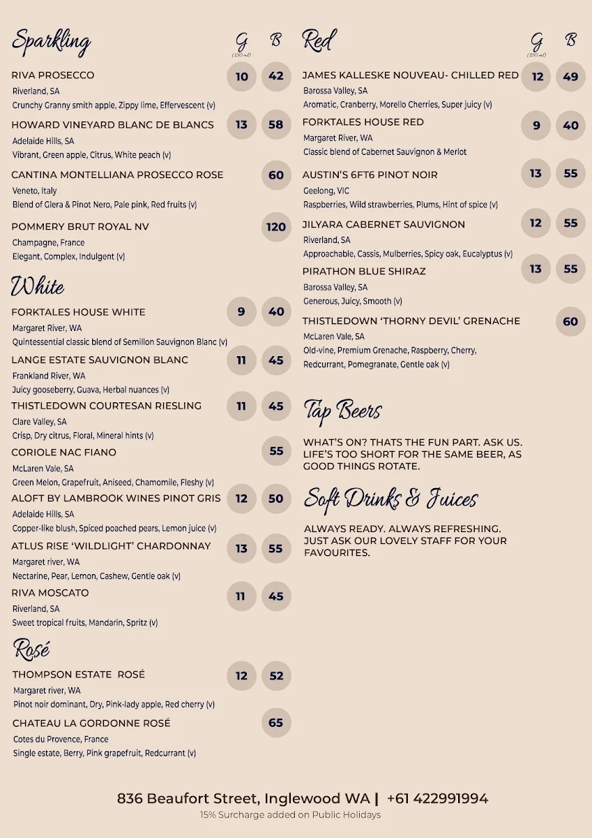 Menu, Forktales Tapas & Grill