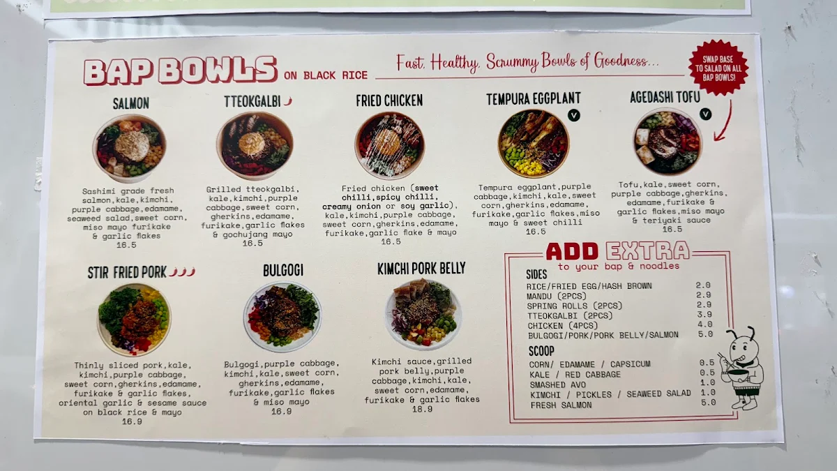 Menu, ANT BOWL