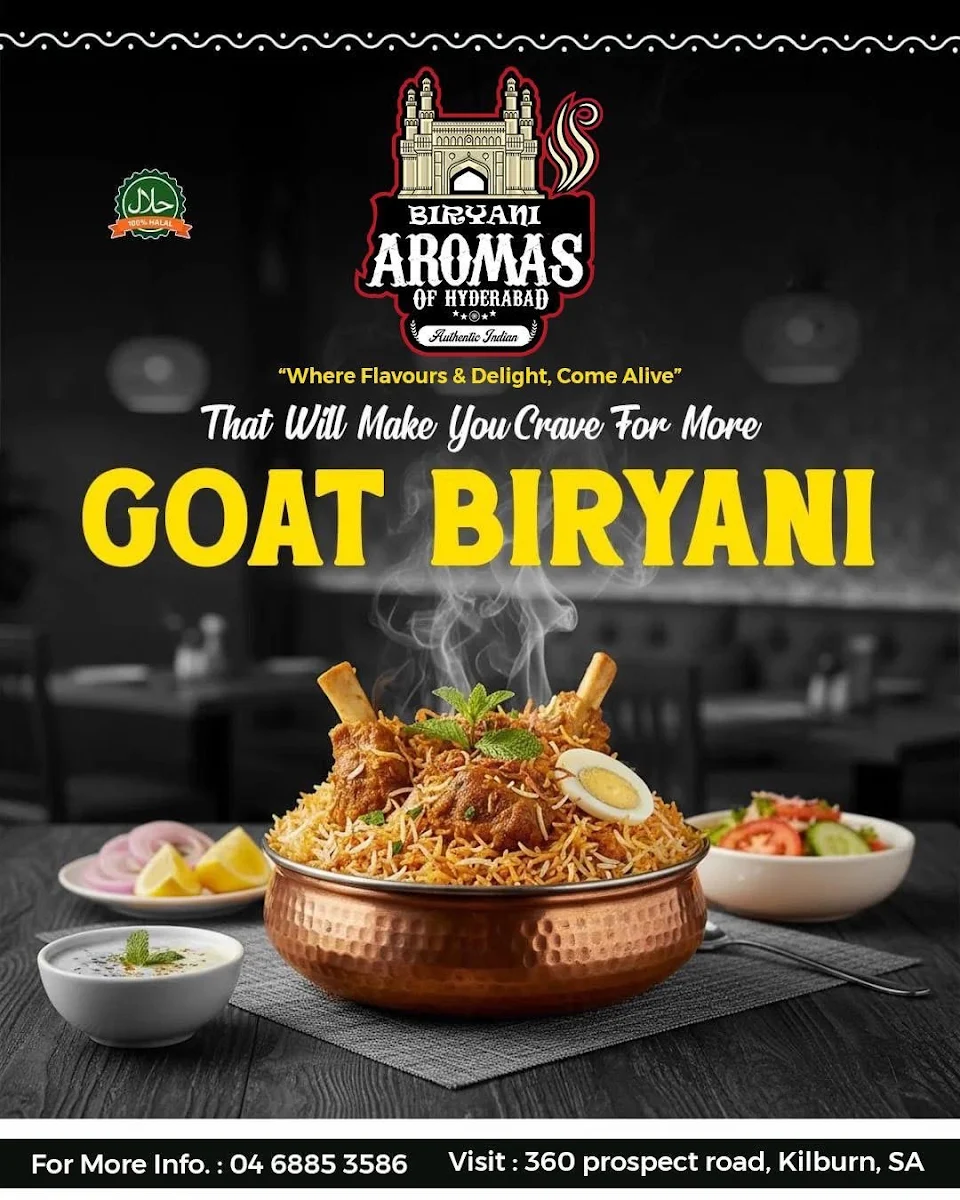 Menu, Aromas of Biryani Hyderabad | Best Indian food truck | Best Indian restaurant in Adelaide | Halal
