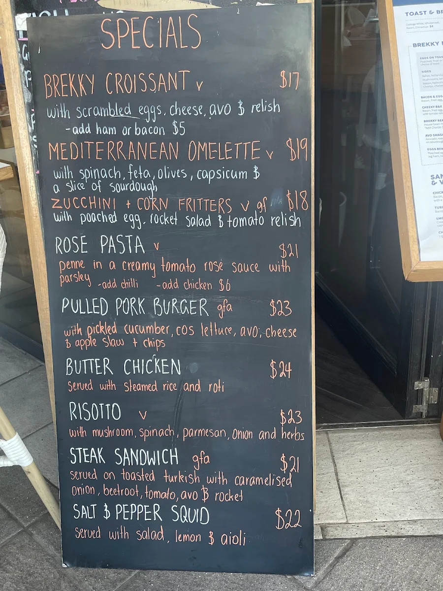 Menu, Cheeky Charlie's Bar & Cafe