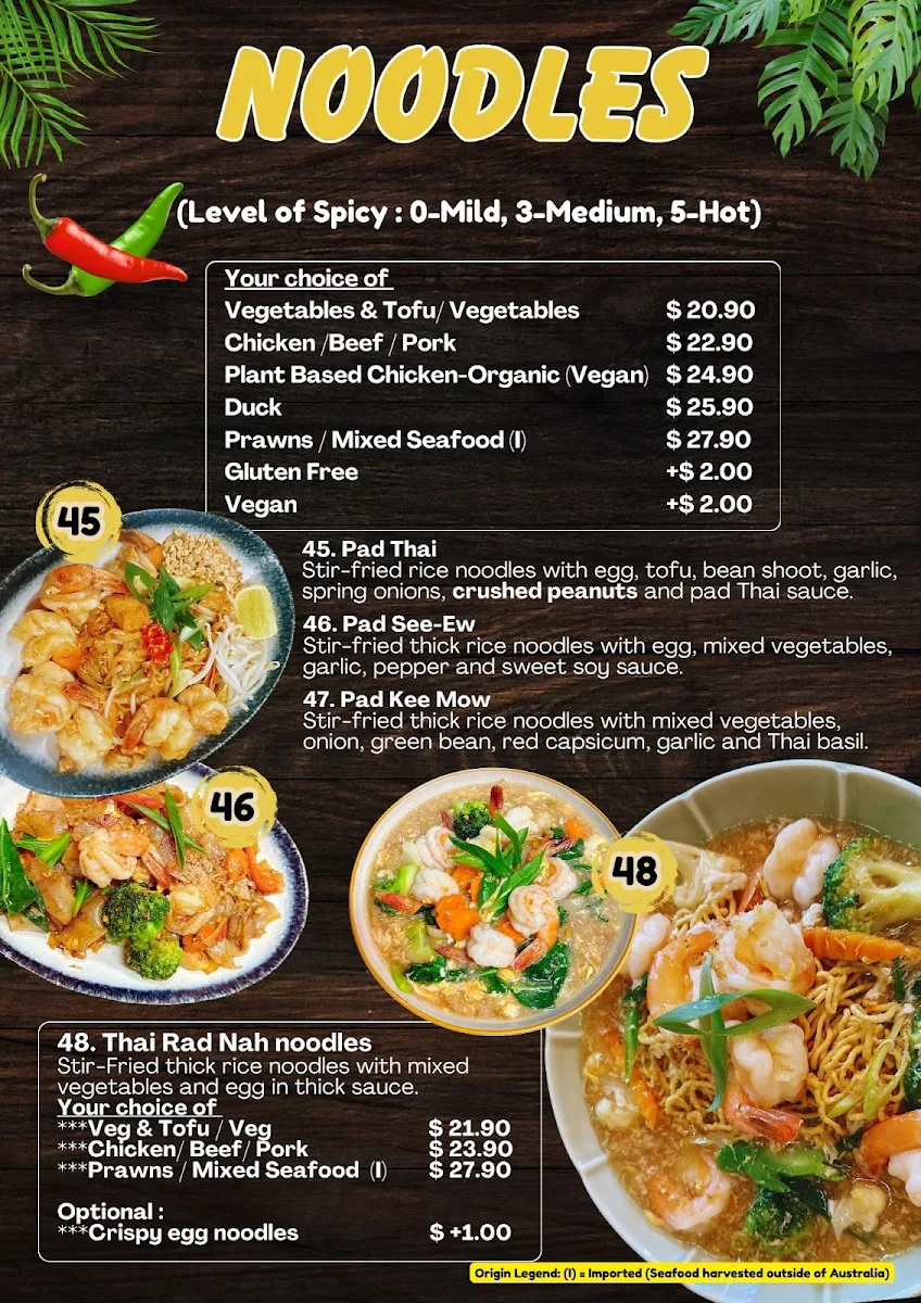Menu, Aloi Thai Restaurant, Shepparton