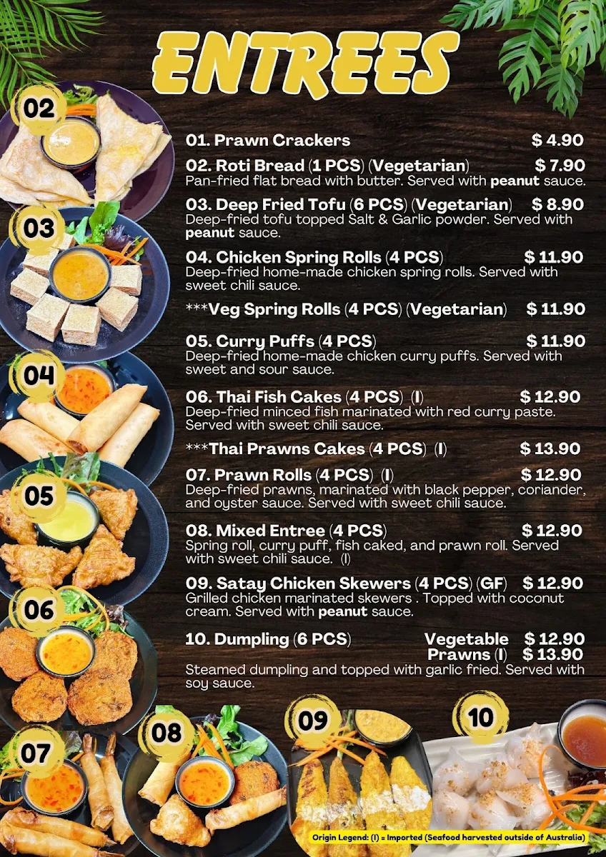 Menu, Aloi Thai Restaurant, Shepparton