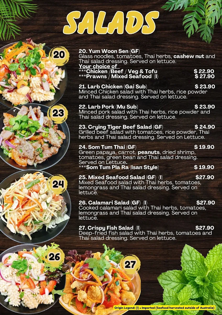 Menu, Aloi Thai Restaurant, Shepparton