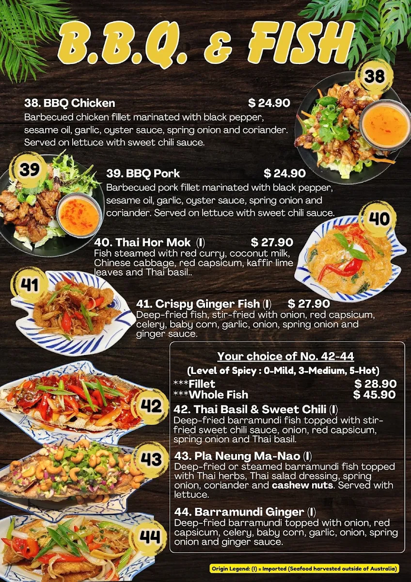 Menu, Aloi Thai Restaurant, Shepparton