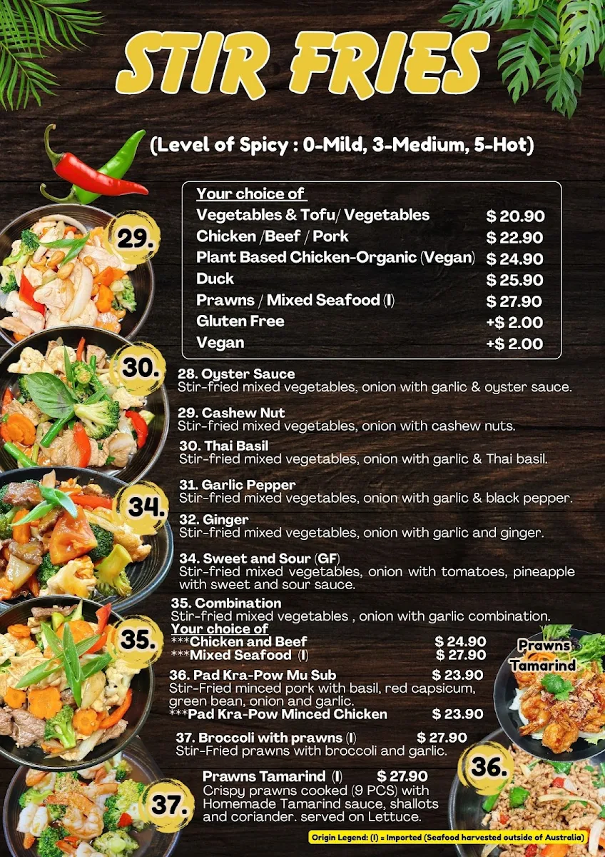 Menu, Aloi Thai Restaurant, Shepparton