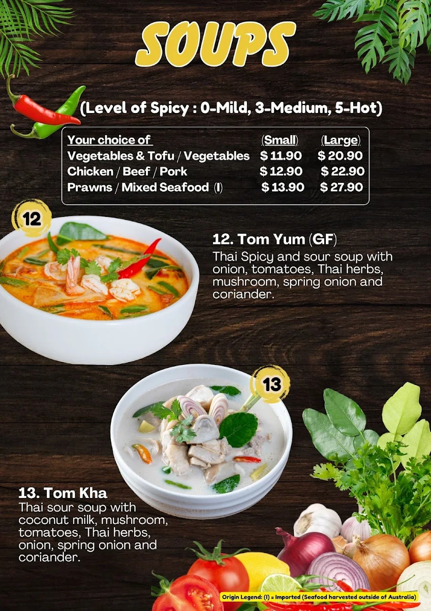 Menu, Aloi Thai Restaurant, Shepparton