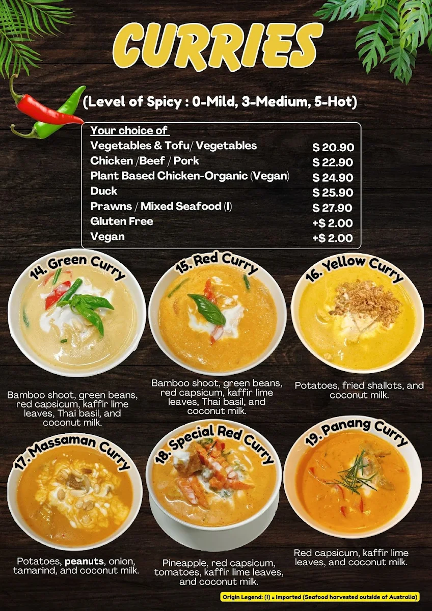 Menu, Aloi Thai Restaurant, Shepparton