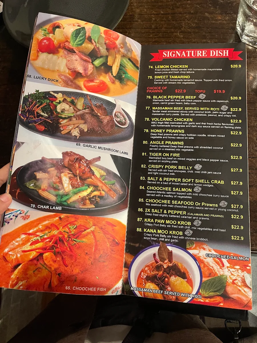 Menu, The Mortlake