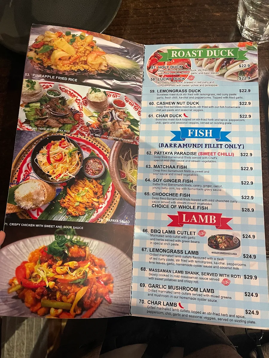 Menu, The Mortlake