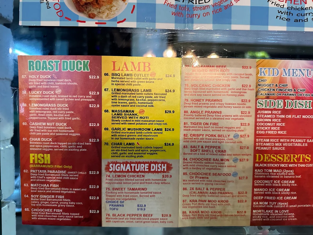 Menu, The Mortlake