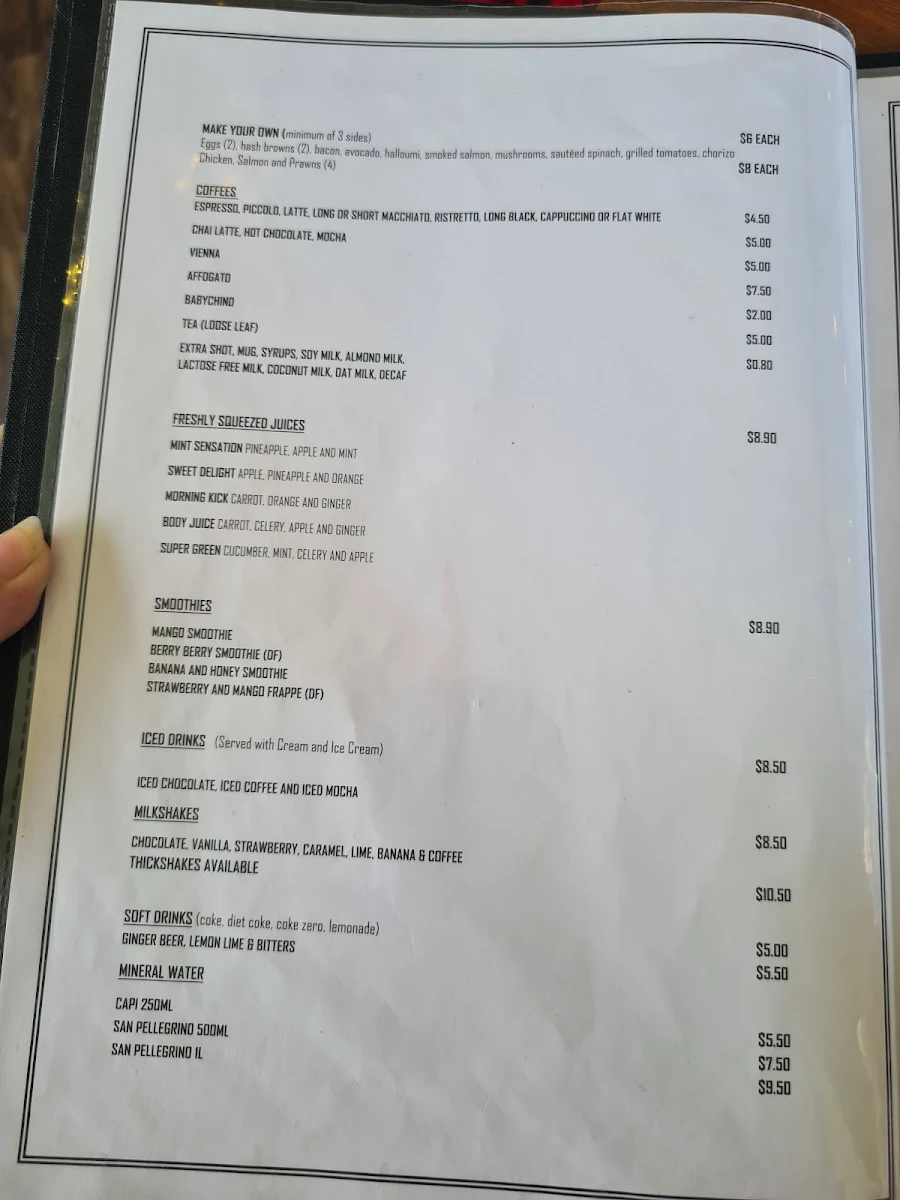 Menu, Salt Cafe Bar