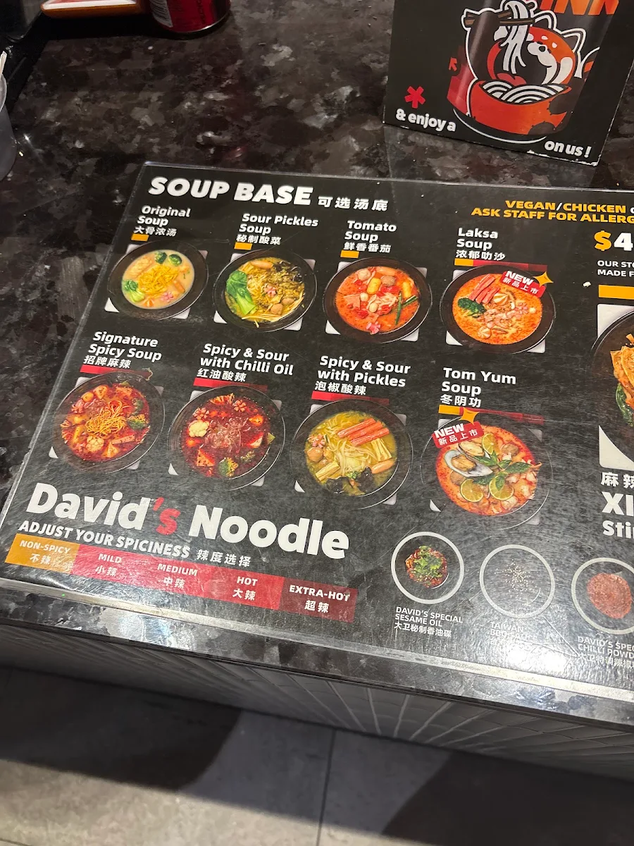 Menu, David's Noodle & Hotpot - Chermside