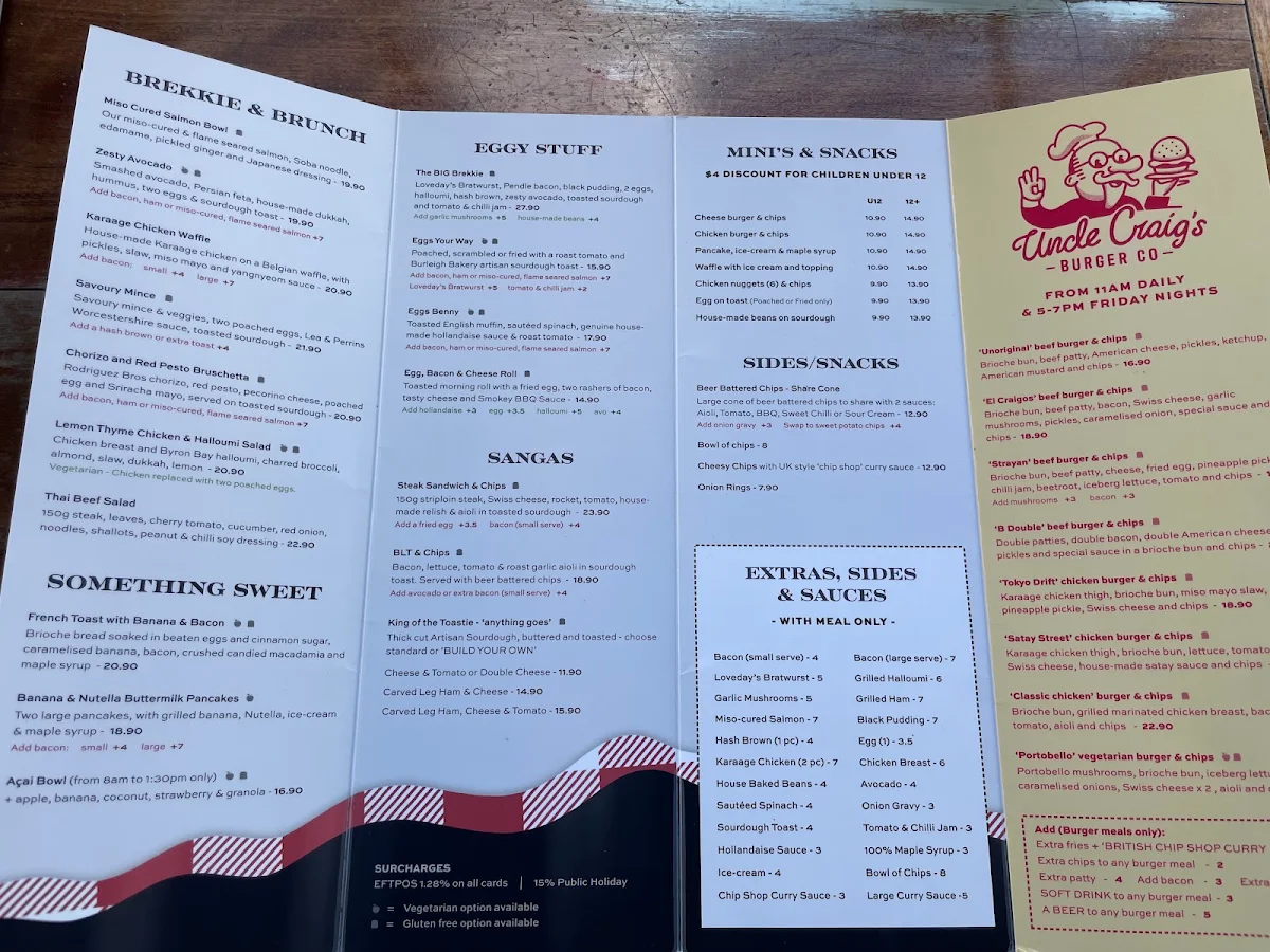 Menu, Cut & Grind Cafe