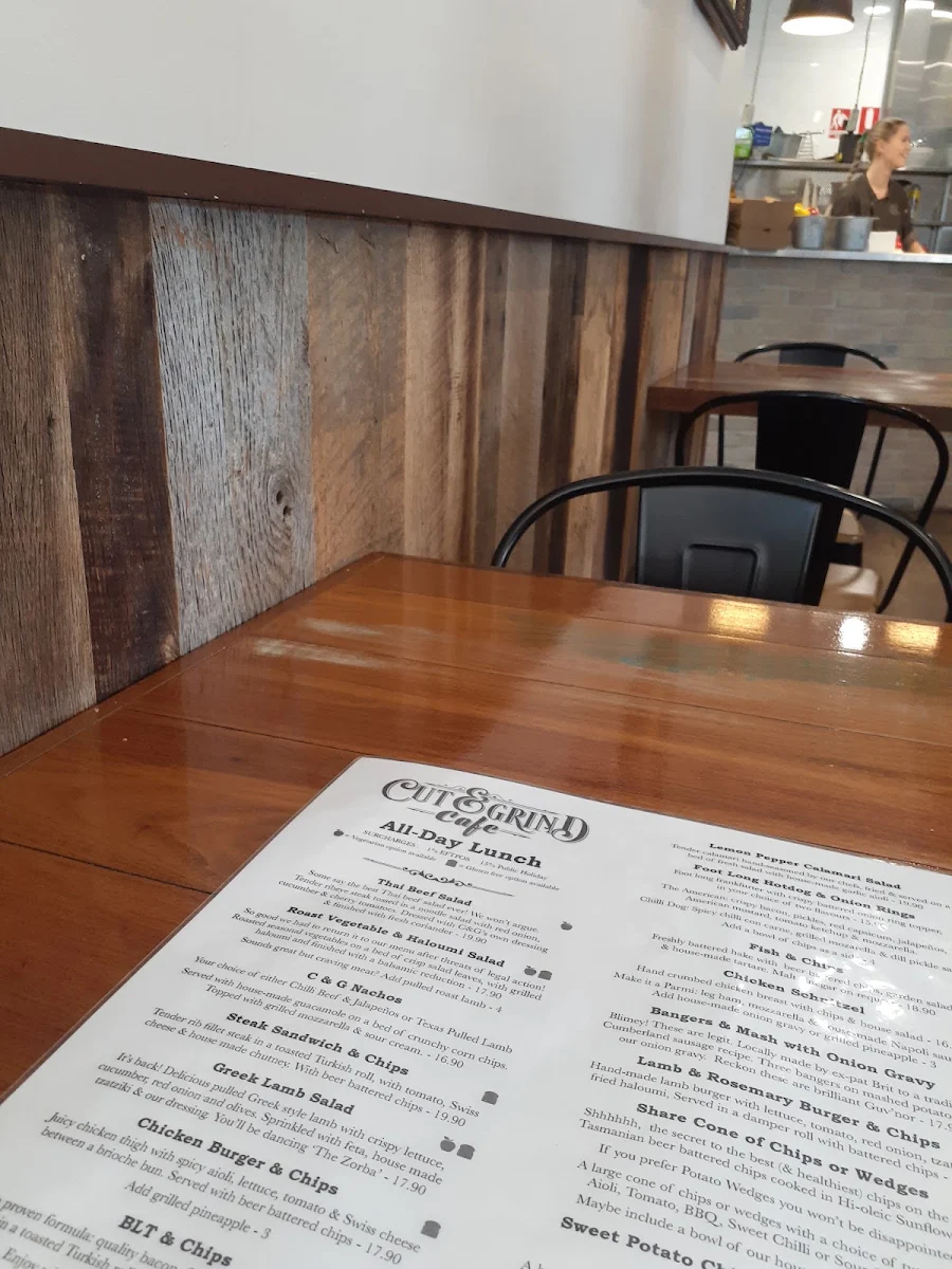 Menu, Cut & Grind Cafe