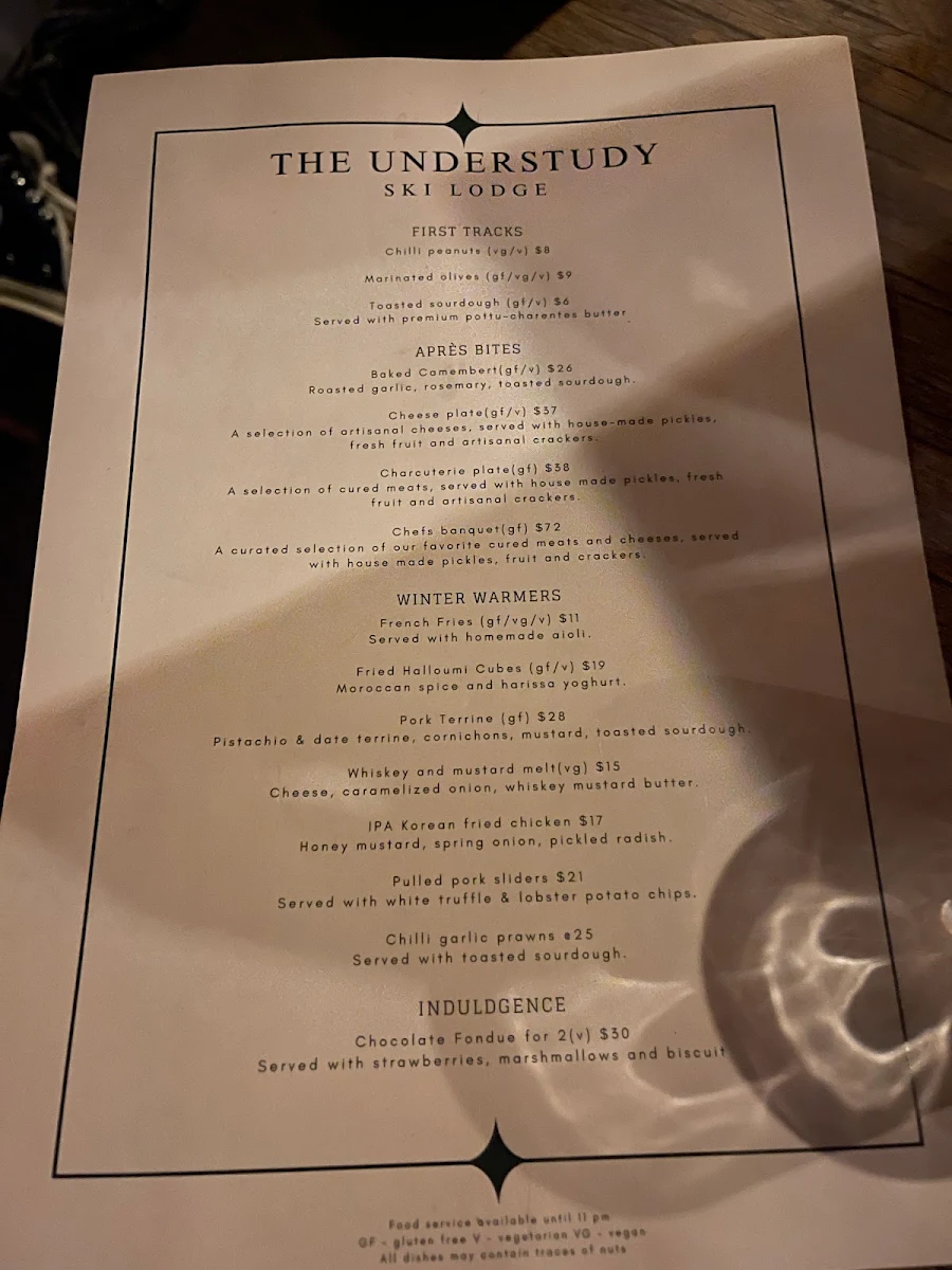 Menu, The Understudy