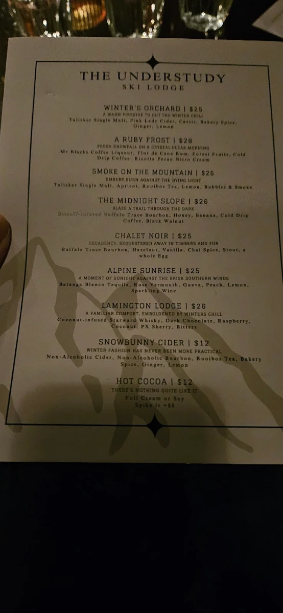 Menu, The Understudy