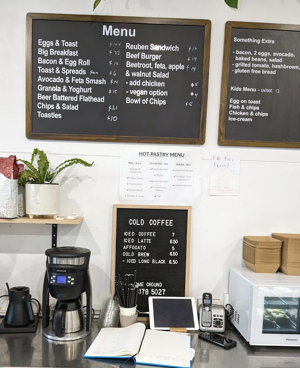 Menu, Home Ground Cafe