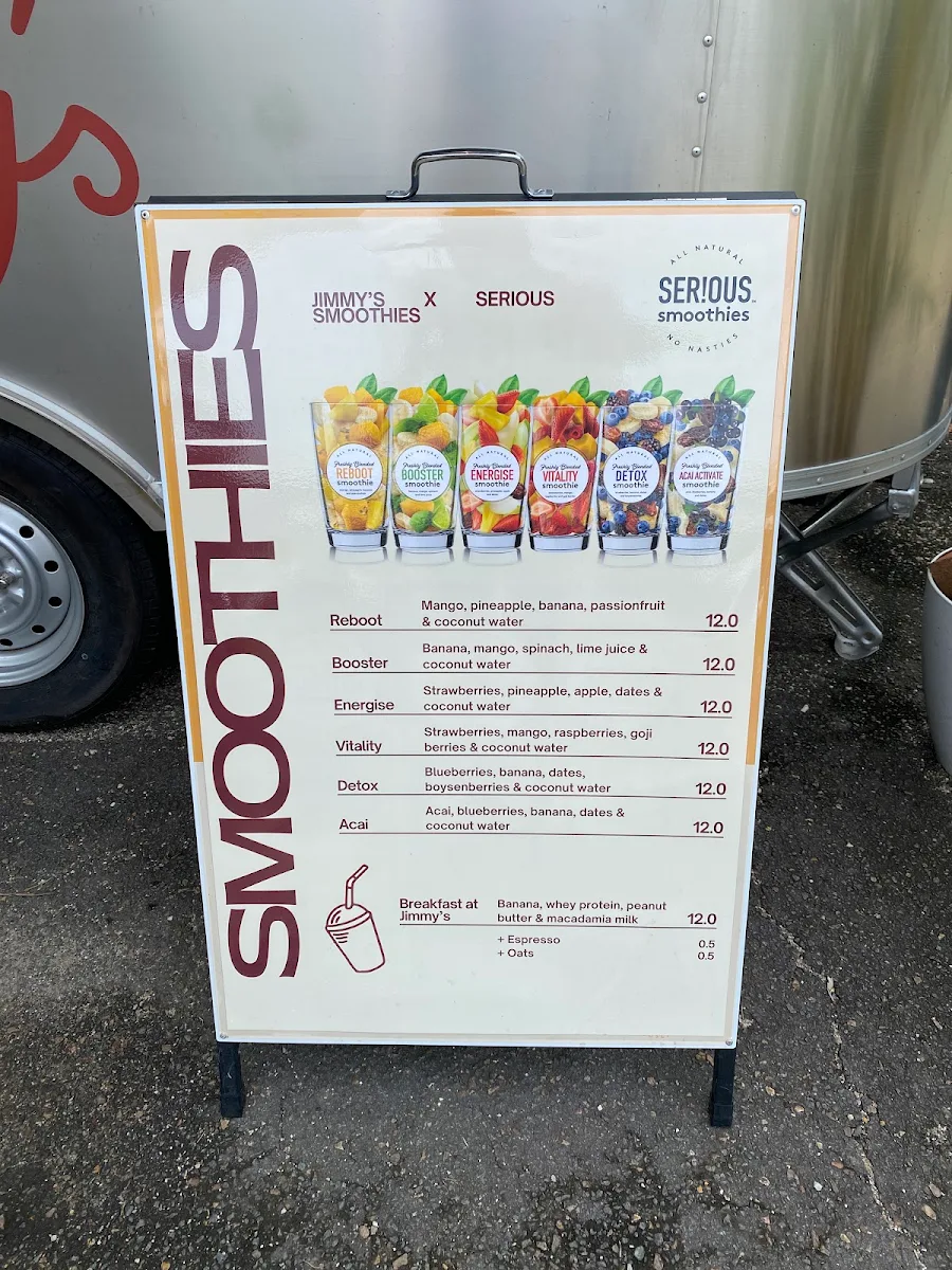 Menu, Jimmy's Coffee Byron Bay