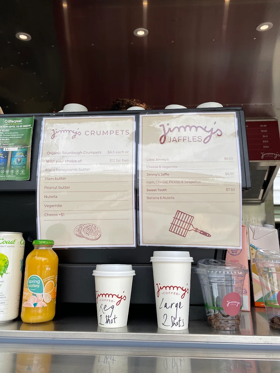 Menu, Jimmy's Coffee Byron Bay