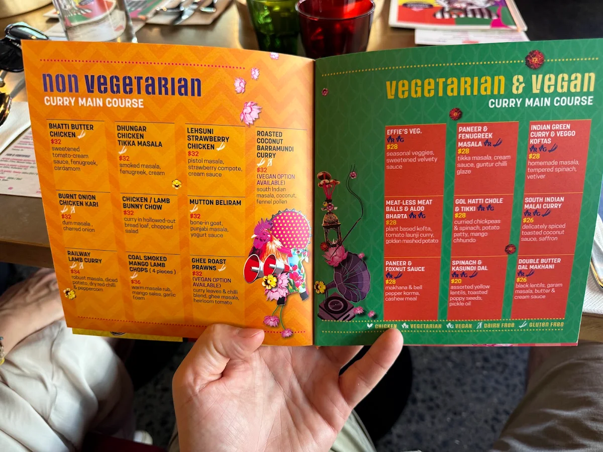 Menu, Masala Theory - Bondi Beach