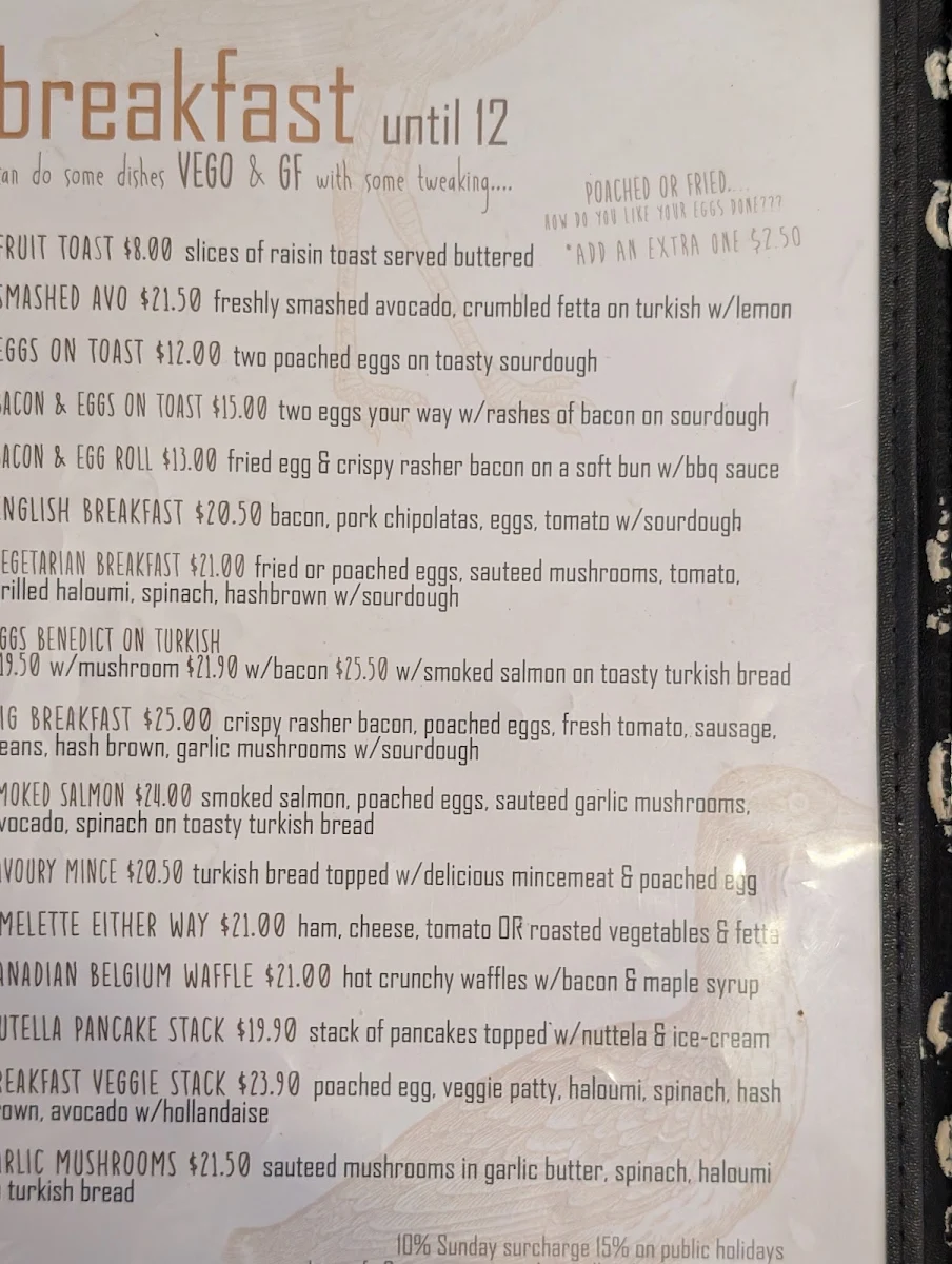 Menu, Curlew Cafe, Coochiemudlo
