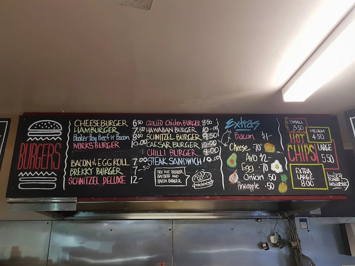 Menu, Booker Bay Cafe and Takeaway