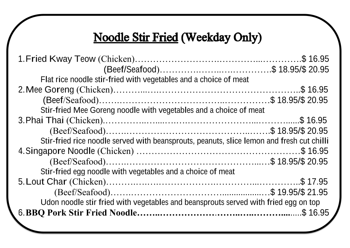Menu, Fresh Bun Cafe