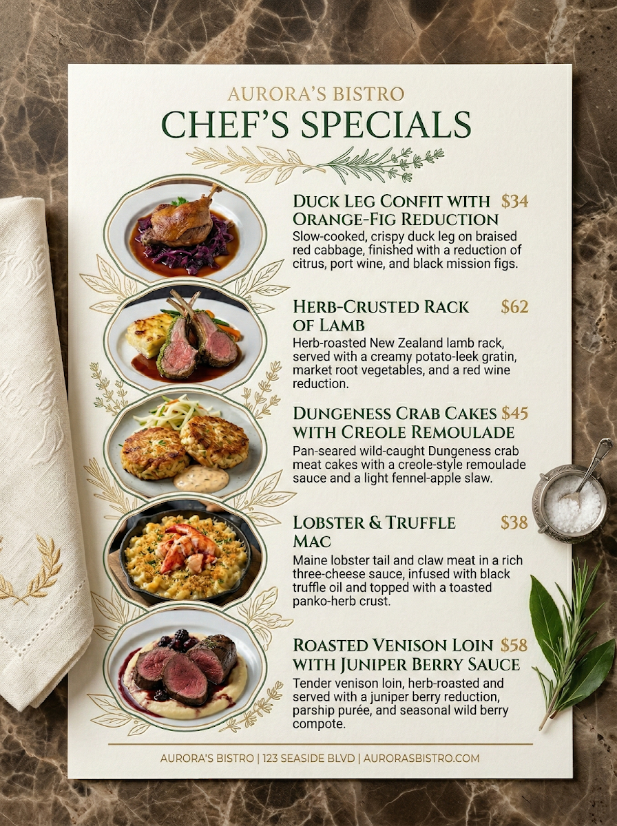 Menu, DD Western Restaurant
