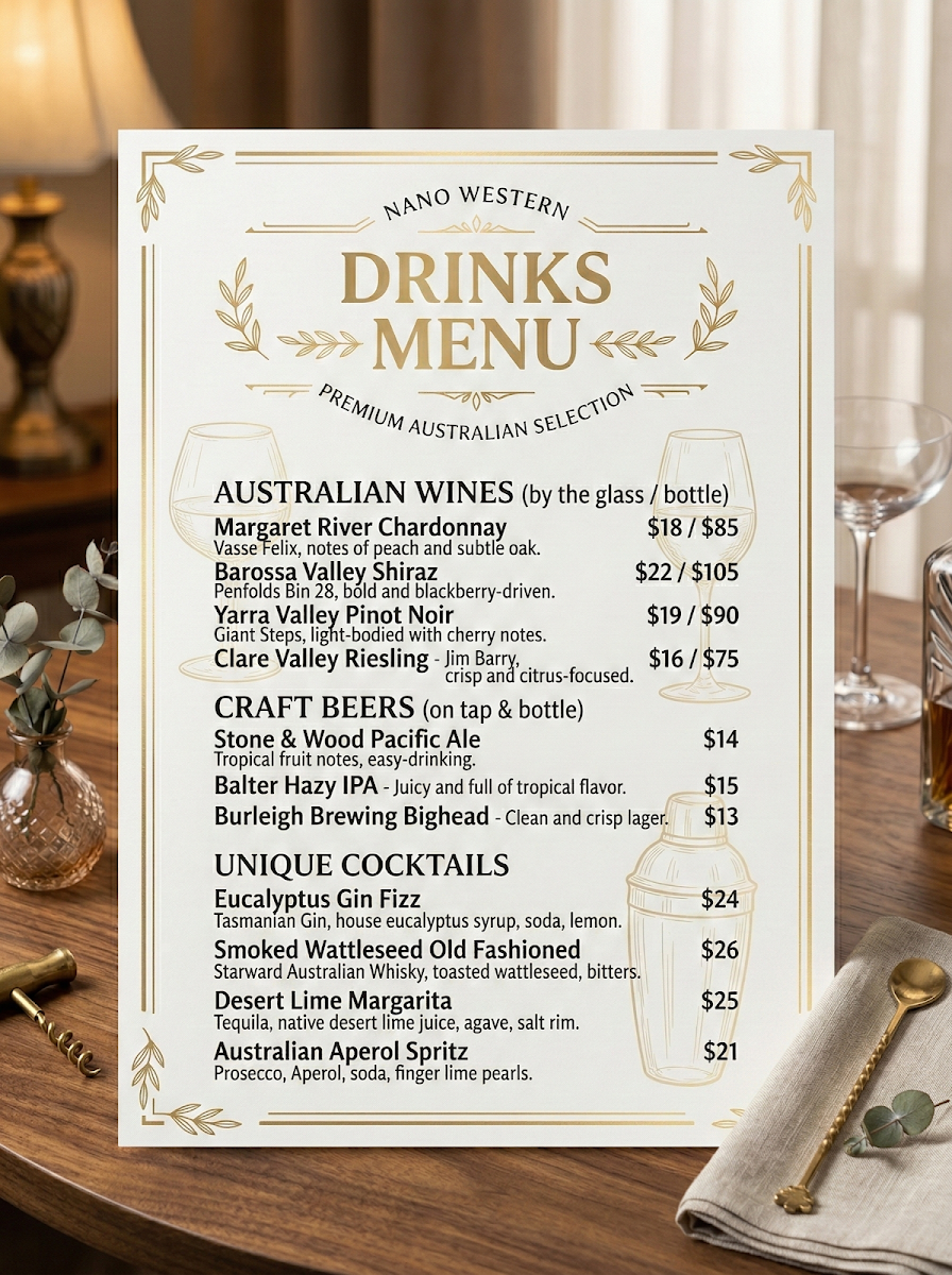 Menu, DD Western Restaurant